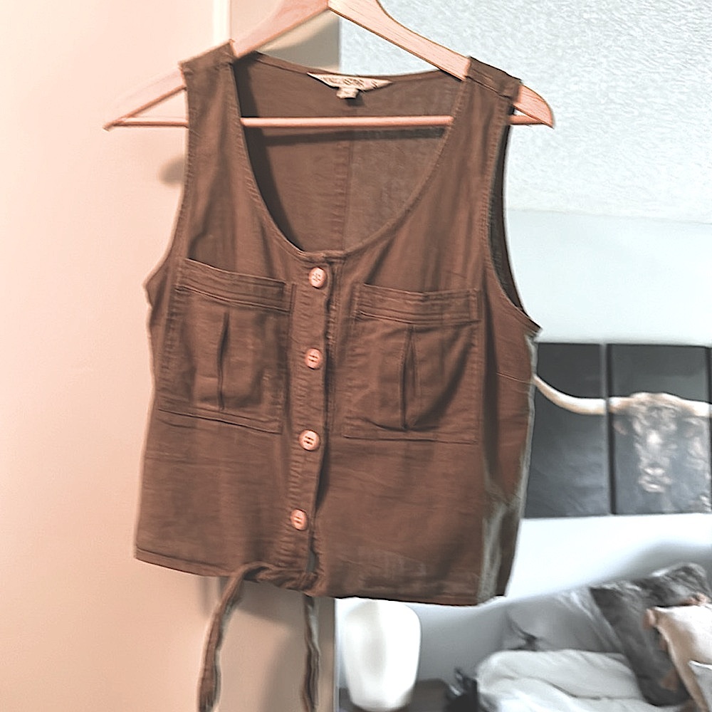 Button down summer tank blouse